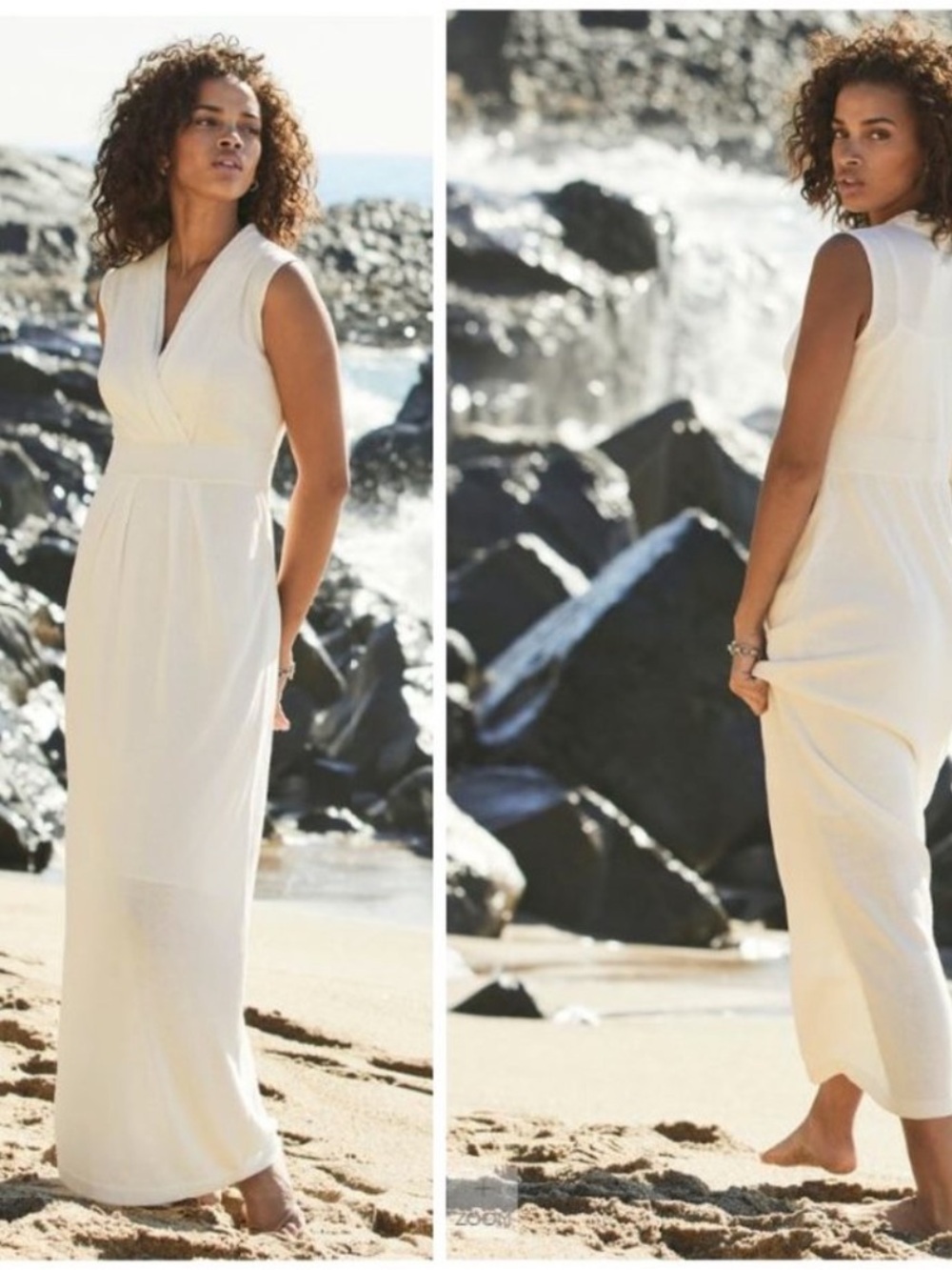 Peruvian Connection | Pearl White Adriatico Maxi Dress Pima Cotton NWT Medium